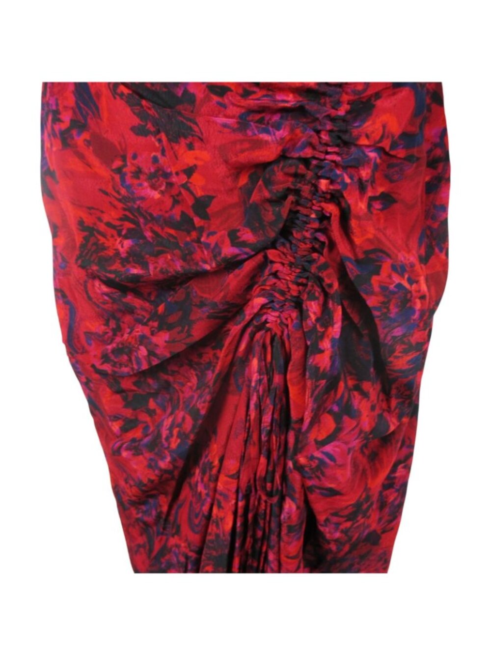 White House Black Market Floral Ruched Midi Dress Red & Black Size 00 Elegant - Picture 4 of 8
